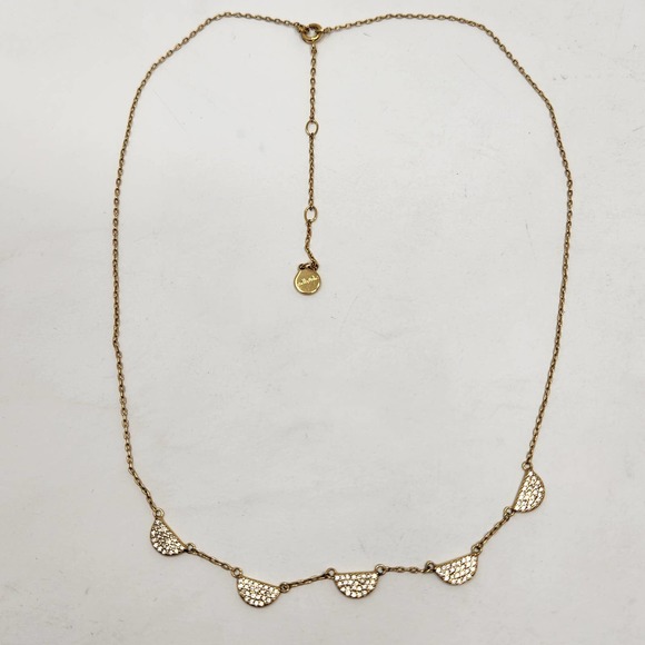 Stella and Dot Pave Chevron Necklace Gold Tone Chain Clear Crystal Adjustable - Picture 3 of 5